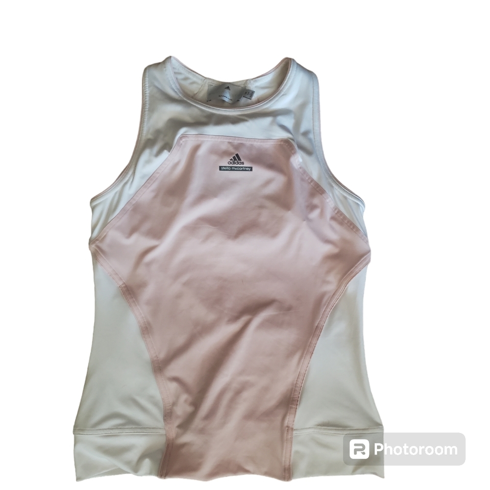 Adidas by Stella McCartney Athletic Tank w/Built-in Bra White & Pink Size M EUC